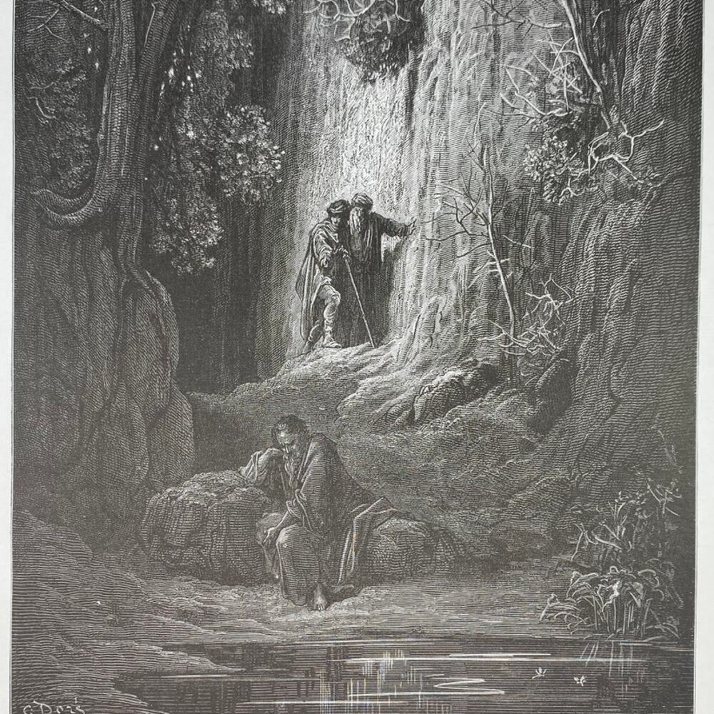 Dore, Fables, Arbitrator, Alms-Giver, Hermit, Print, Bookplate, ~ 240706-WH 290